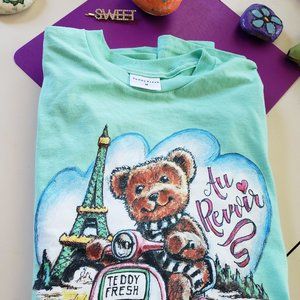 Teddy Fresh Au Revoir Mint T-Shirt Turquoise/Aqua | Womens Tees Medium